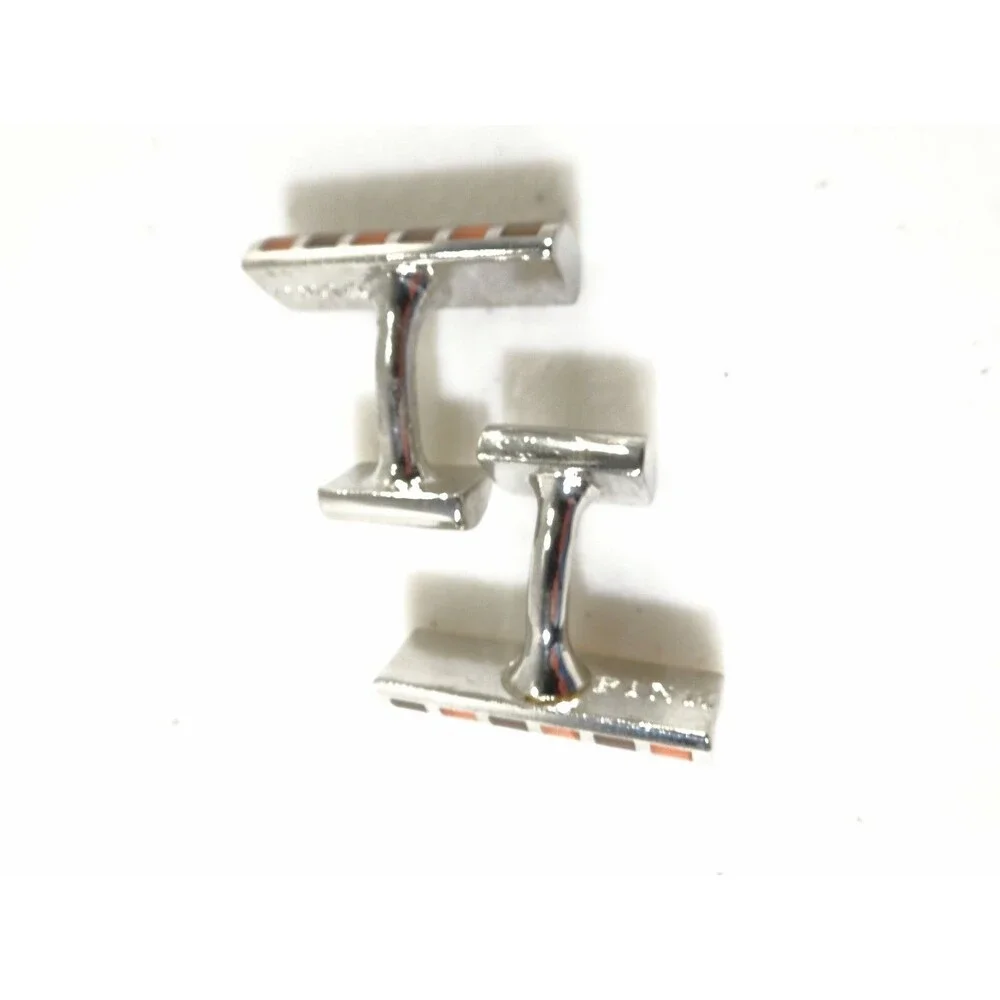Pink Men's Burgundy Orange Silver Cuff Links